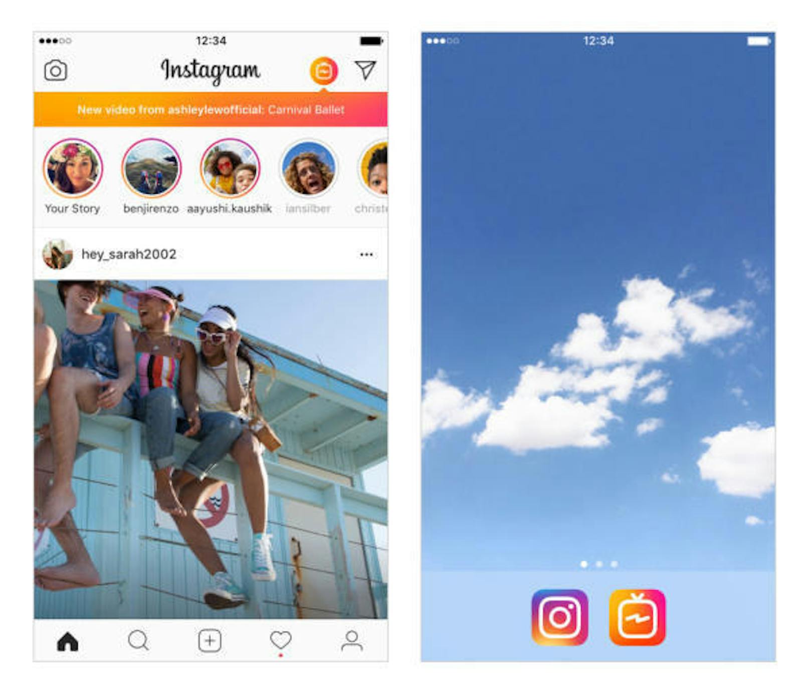 Der Dienst wird auch direkt in die Instagram-App integriert. Über das Fernseh-Symbol oben rechts können Nutzer auf die Ansicht mit den längeren Videos wechseln. Zudem wird angezeigt, wenn neue Inhalte hochgeladen wurden.