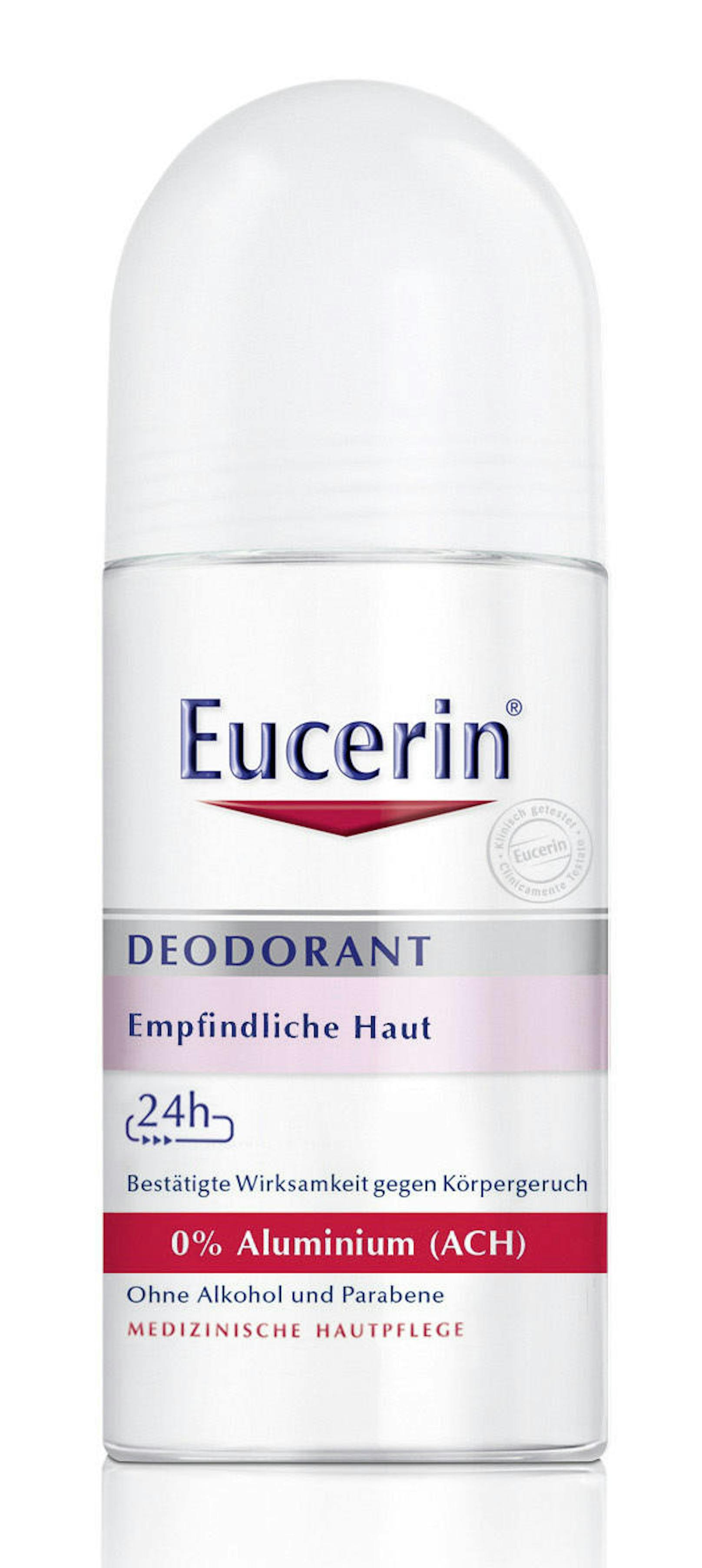 Der <b>Eucerin Deo Roll-on für empfindliche Haut</b> soll 24 Stunden trocken halten und ohne Aluminium vor Körpergeruch schützen. 50ml gibt es um 8,15 Euro.