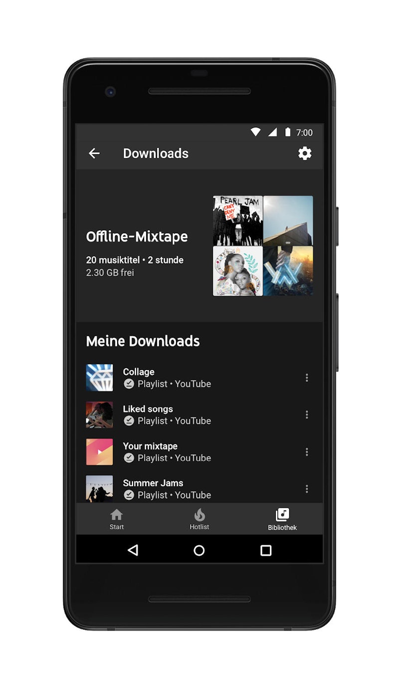Mit der Funktion Offline-Mixtape lädt die App die gewünschte Musik im Hintergrund herunter.