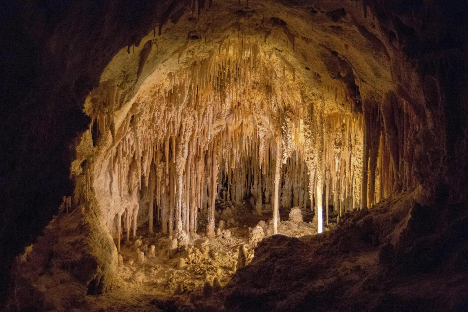 <b>Carlsbad Caverns - New Mexico, USA</b>
Beinahe wie von Menschenhand geschaffen, wirken die faszinierenden Kalksteinsäulen in den Carlsbad Caverns im US-Bundesstaat New Mexico. Zwischen ihnen: unglaublich schöne Stalaktiten.
