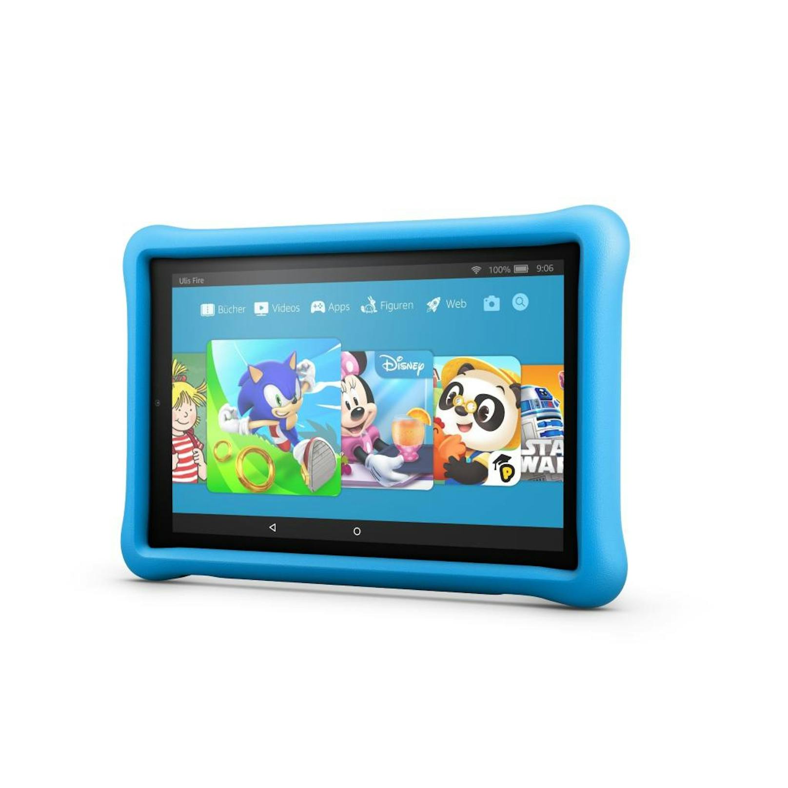 Die Fire Kids Edition Tablets werden mit einer speziellen kindertauglichen Schutzhülle in blau oder pink ausgeliefert.