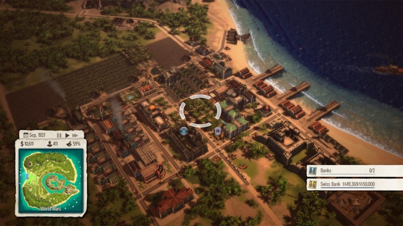 Alles beginnt auf der kleinen Karibik-Insel Tropico. Als Statthalter des englischen Königs wird man dazu verdonnert, Rohstoffe für das Empire zu liefern.