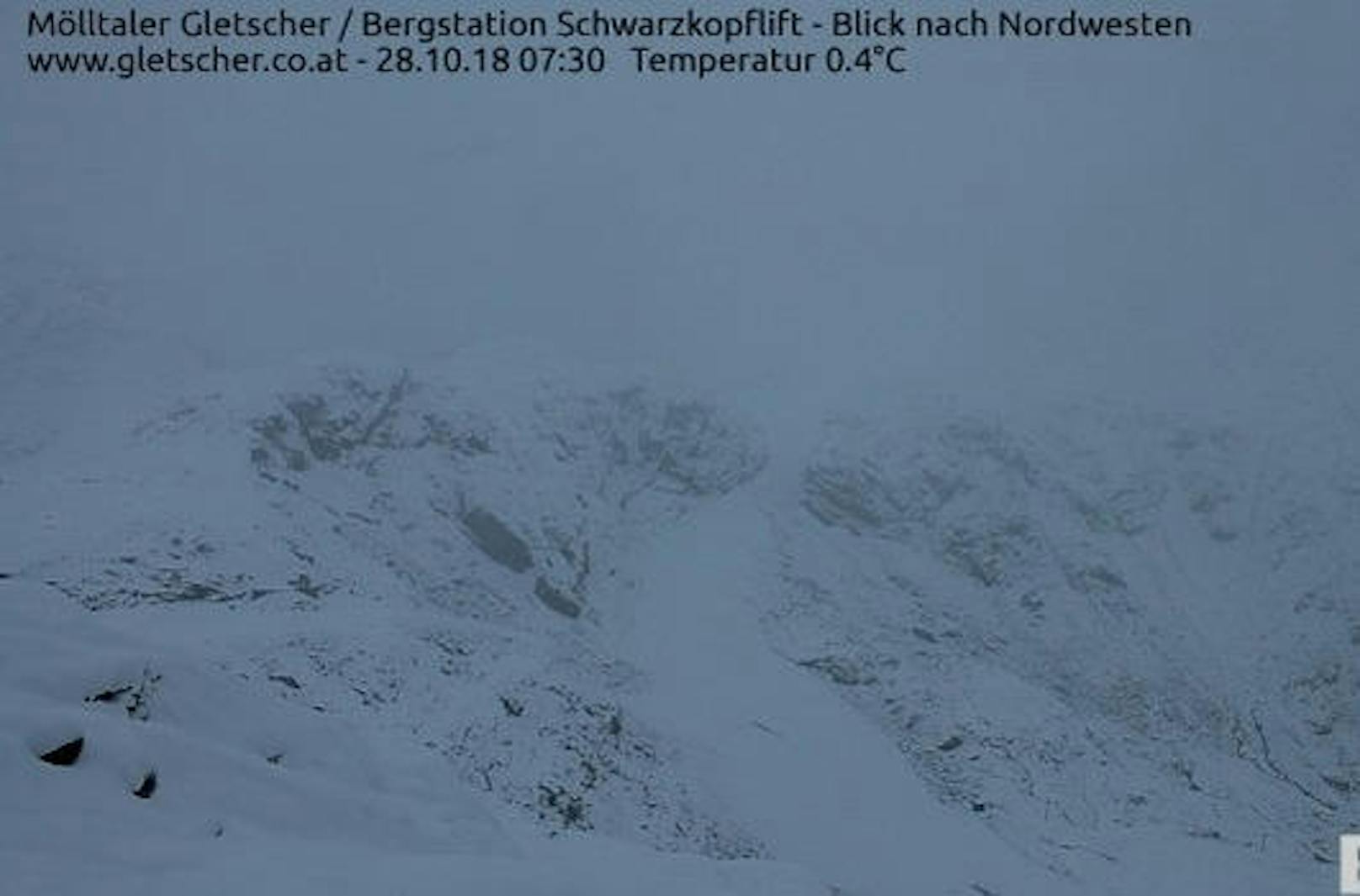 Und auch am Mölltaler Gletscher zeigte die Webcam eine weiße Landschaft.