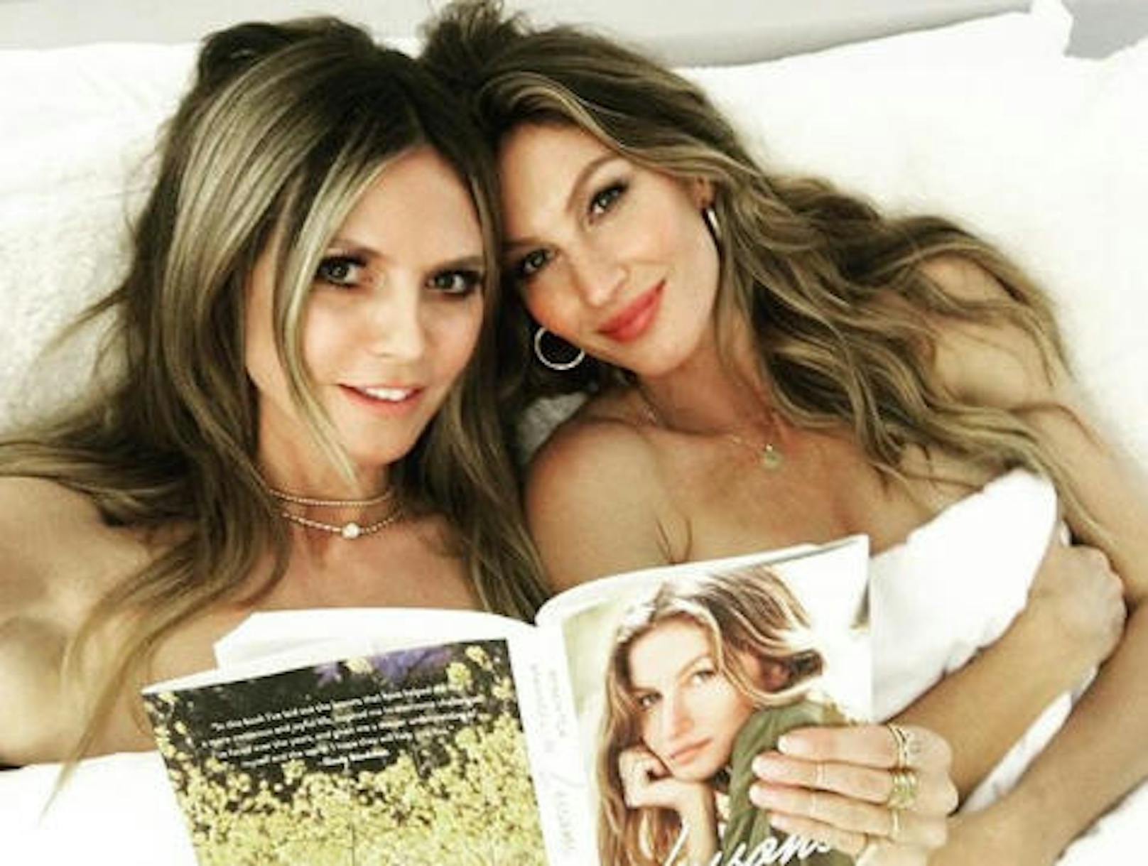 14.12.2018: Heidi Klum kuschelt mit dem brasilianischen Supermodel Gisele Bündchen im Bett. Was wohl Heidis Lover Tom Kaulitz dazu meint?