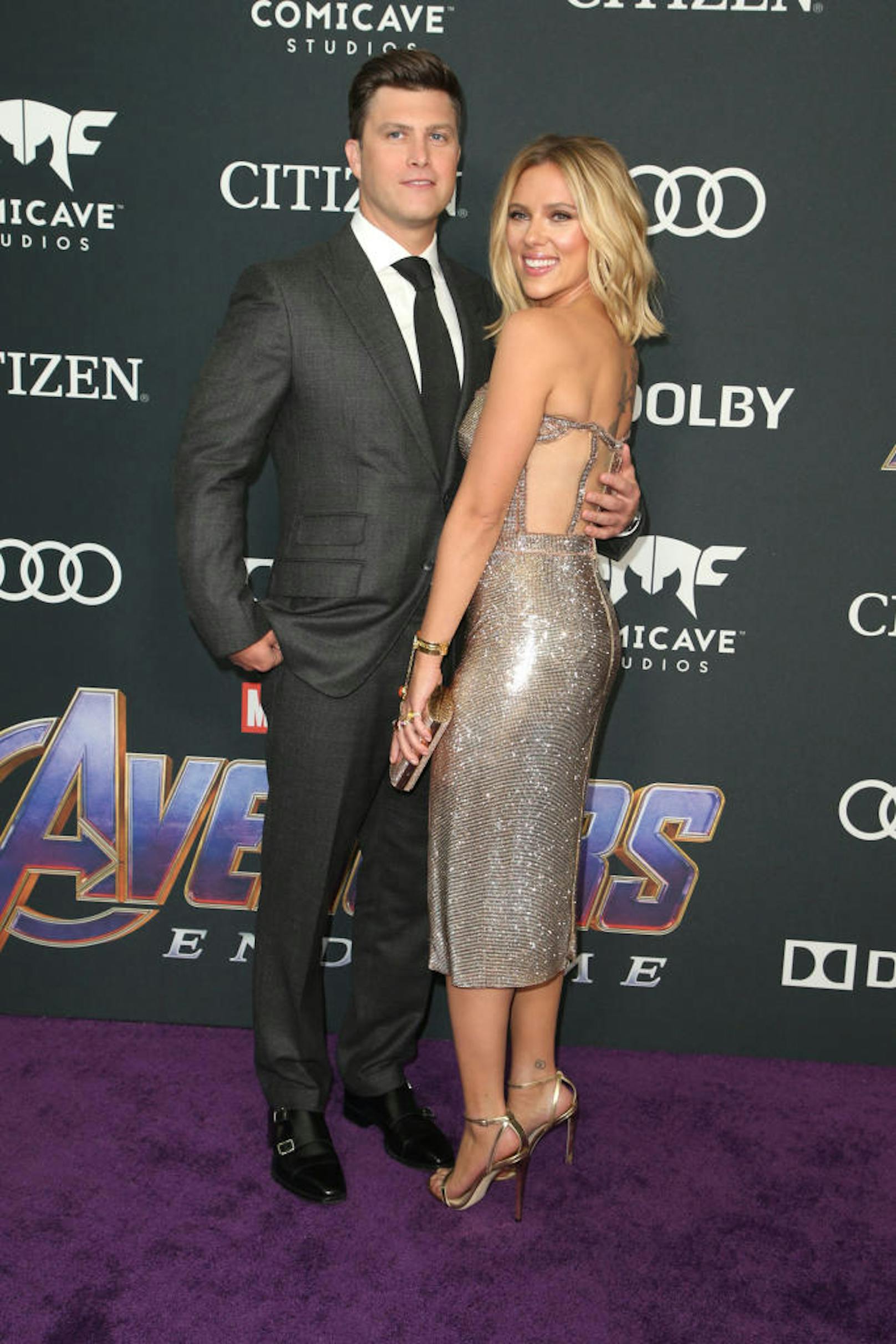 Colin Jost und Scarlett Johansson bei der Premiere von "Avengers: Endgame" in Los Angeles.