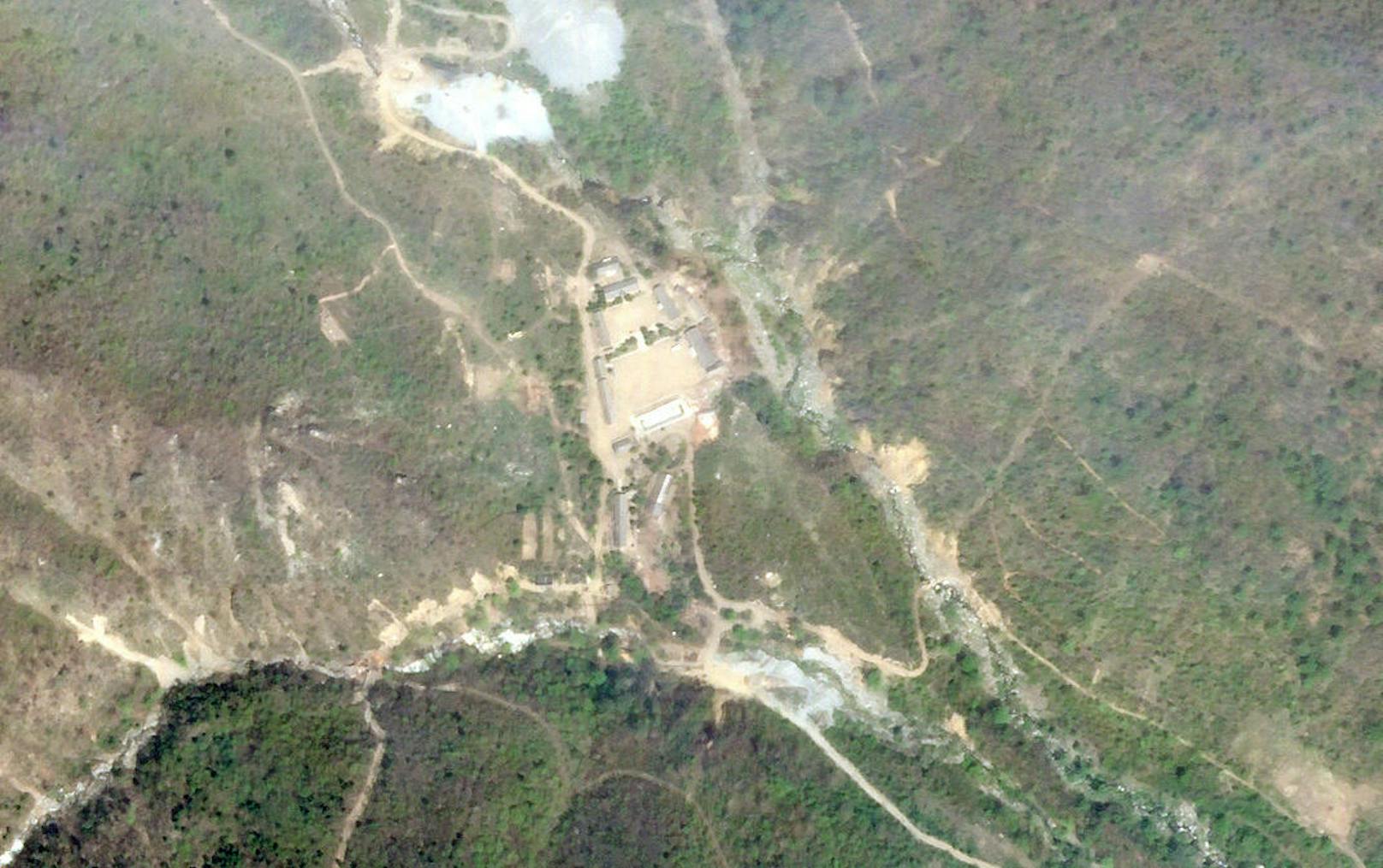 Ein Satelliten-Foto des Testgeländes Punggye-Ri nuclear in Nordkorea.