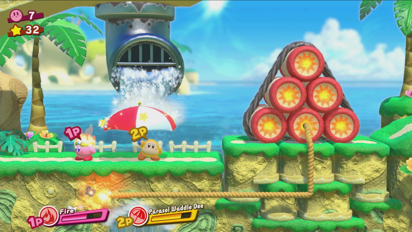 Für stundenlangen Spielspaß sorgen vier Welten mit insgesamt fast 40 Level. Was man kennt, sind auch Kirbys sonstige Fähigkeiten, etwa die Kräfte der Gegner selbst zu nutzen.