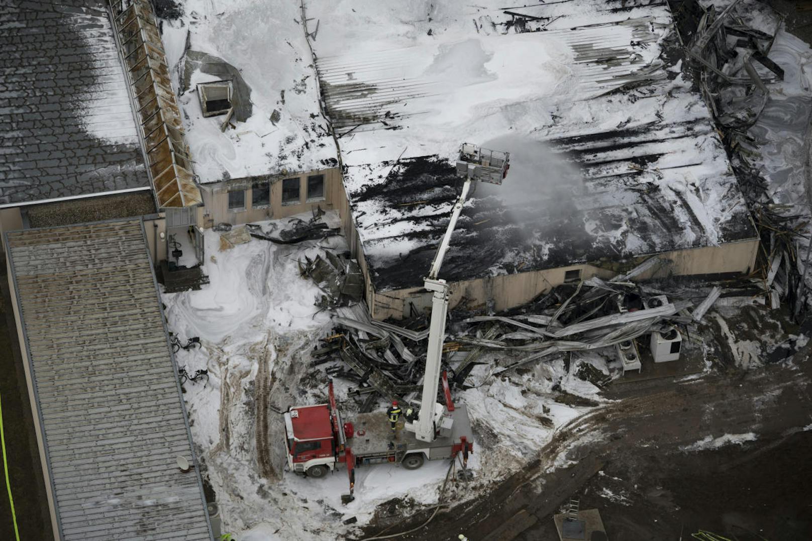Luftaufnahmen aus der zerstörten OMV-Gasstation