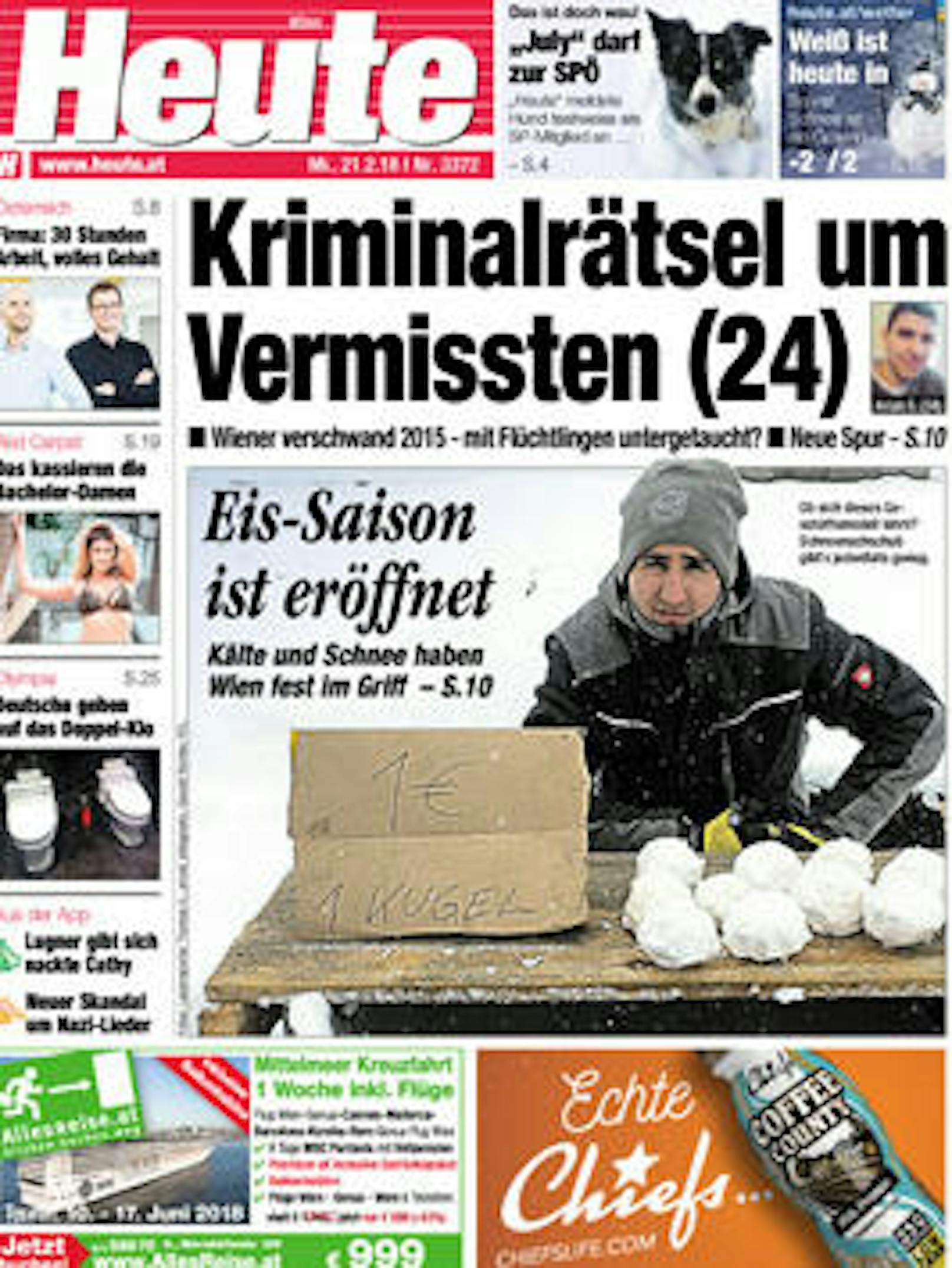 Das Titelblatt der "Heute"-Zeitung...