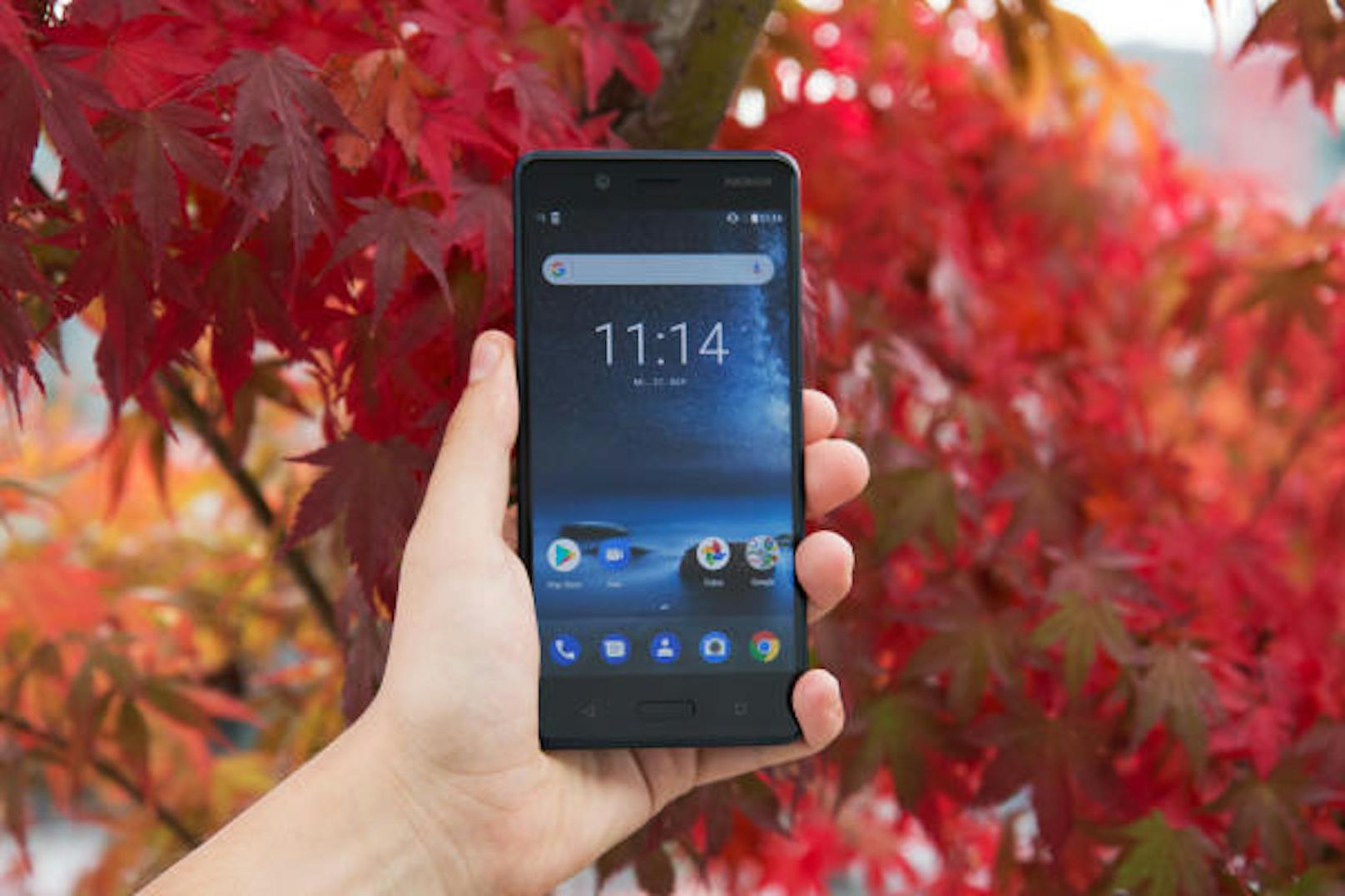 Das Nokia 8 überzeugt in erster Linie durch sein großes und kontrastreiches QHD-Display. Mit fast 3,7 Millionen Bildpunkten auf einer 16:9-Anzeige ist die Darstellung mit 554 Pixel pro Zoll gestochen scharf.