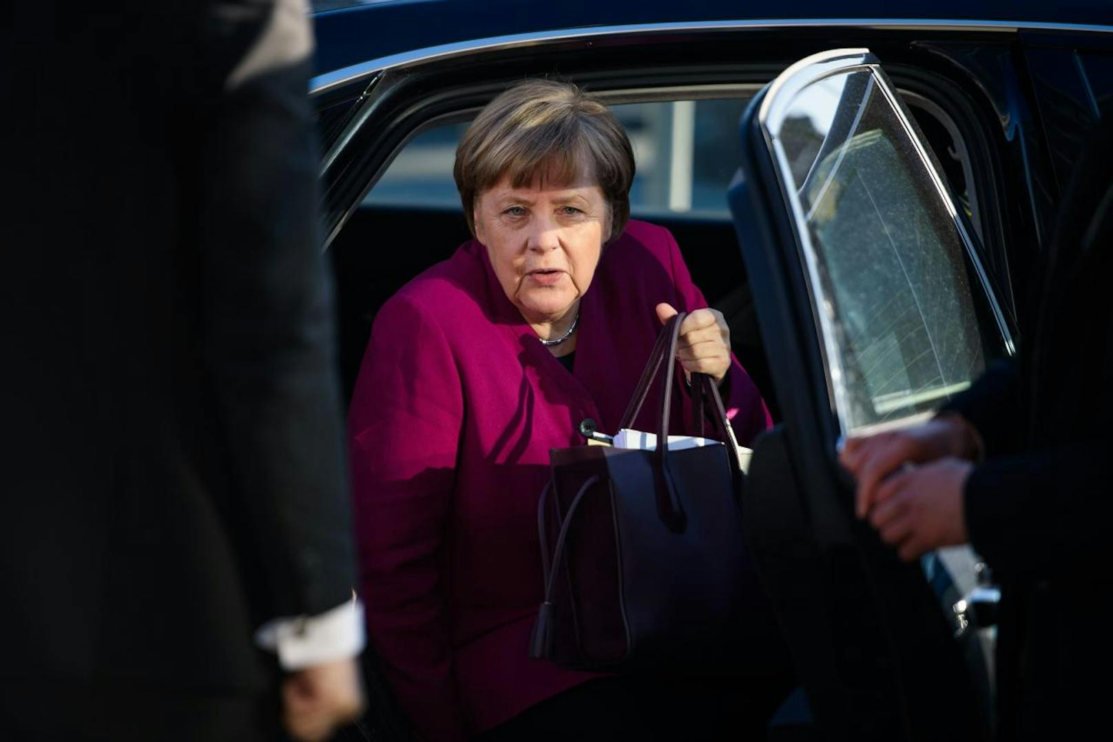 Kanzlerin Angela Merkel bei ihrer Ankunft in der CDU-Parteizentrale am Mittwoch.