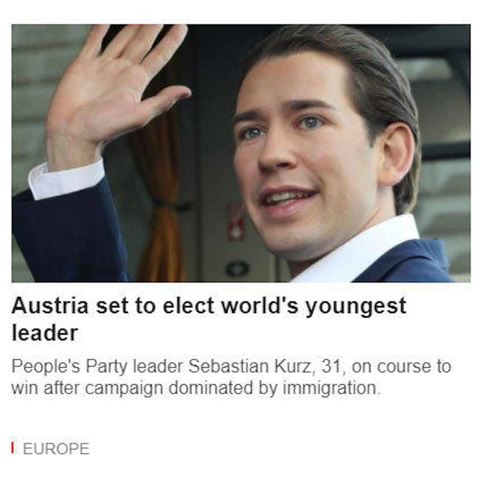 <b>BBC.com</b>: "Österreich wählt den jüngsten Kanzler der Welt"