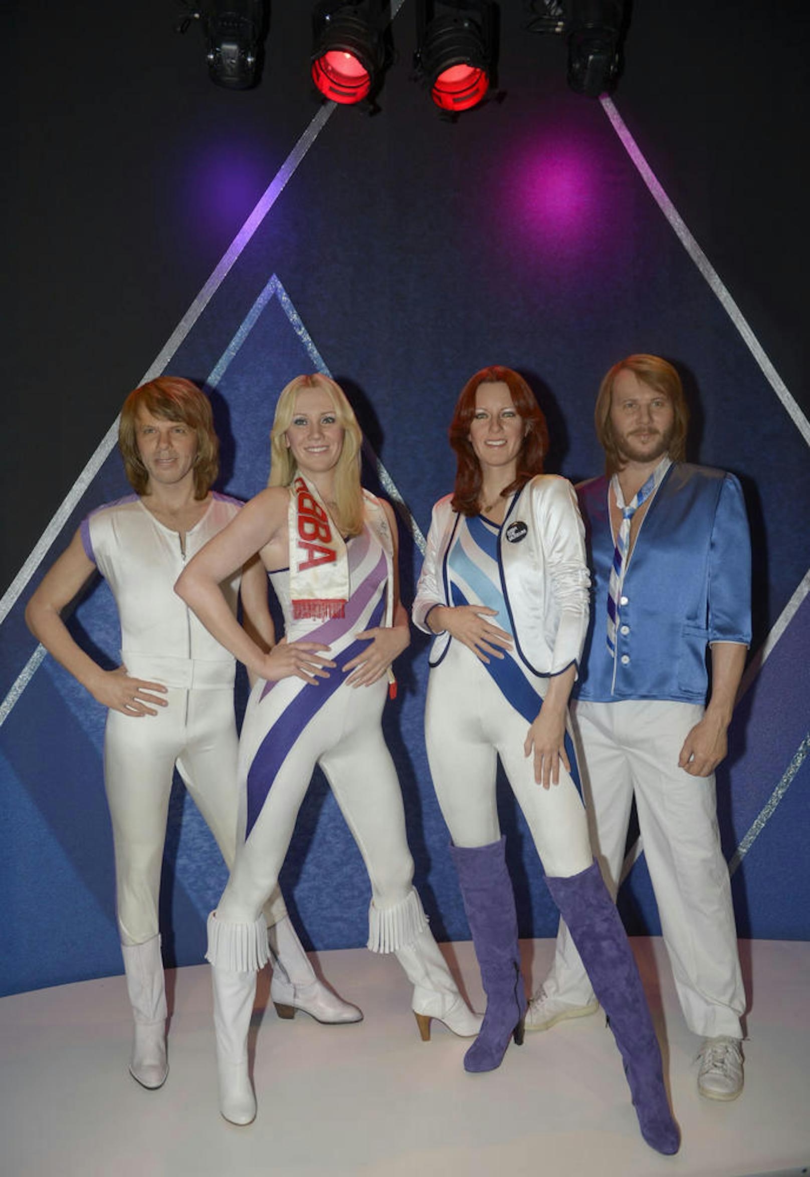Die ABBA-Mitglieder als Wachsfiguren im ABBA-Museum in Stockholm