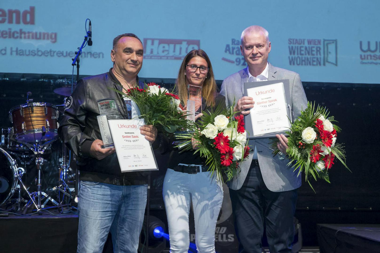 Die Sonderpreise gingen an (v. li.): Sreten Savic, Werner Brandl (seine Tochter Romana Berti kam in Vertretung) und Günther Spirek.