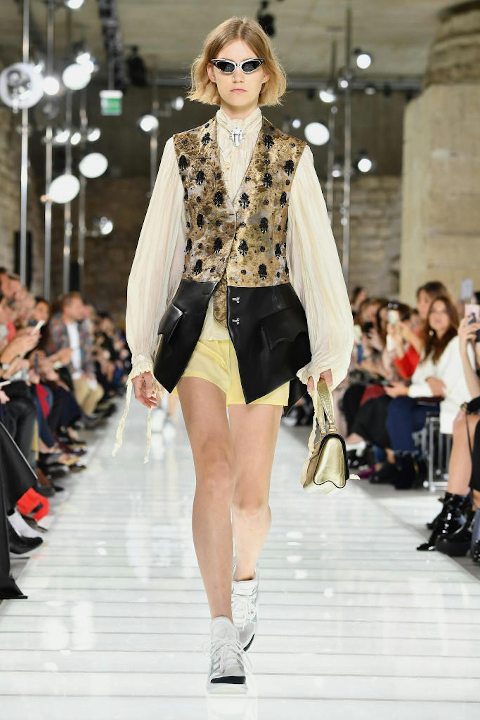 A model walks the runway during the Louis Vuitton Paris show as part of the Paris Fashion Week Womenswear Spring/Summer 2018 on October 3, 2017 in Paris, France.