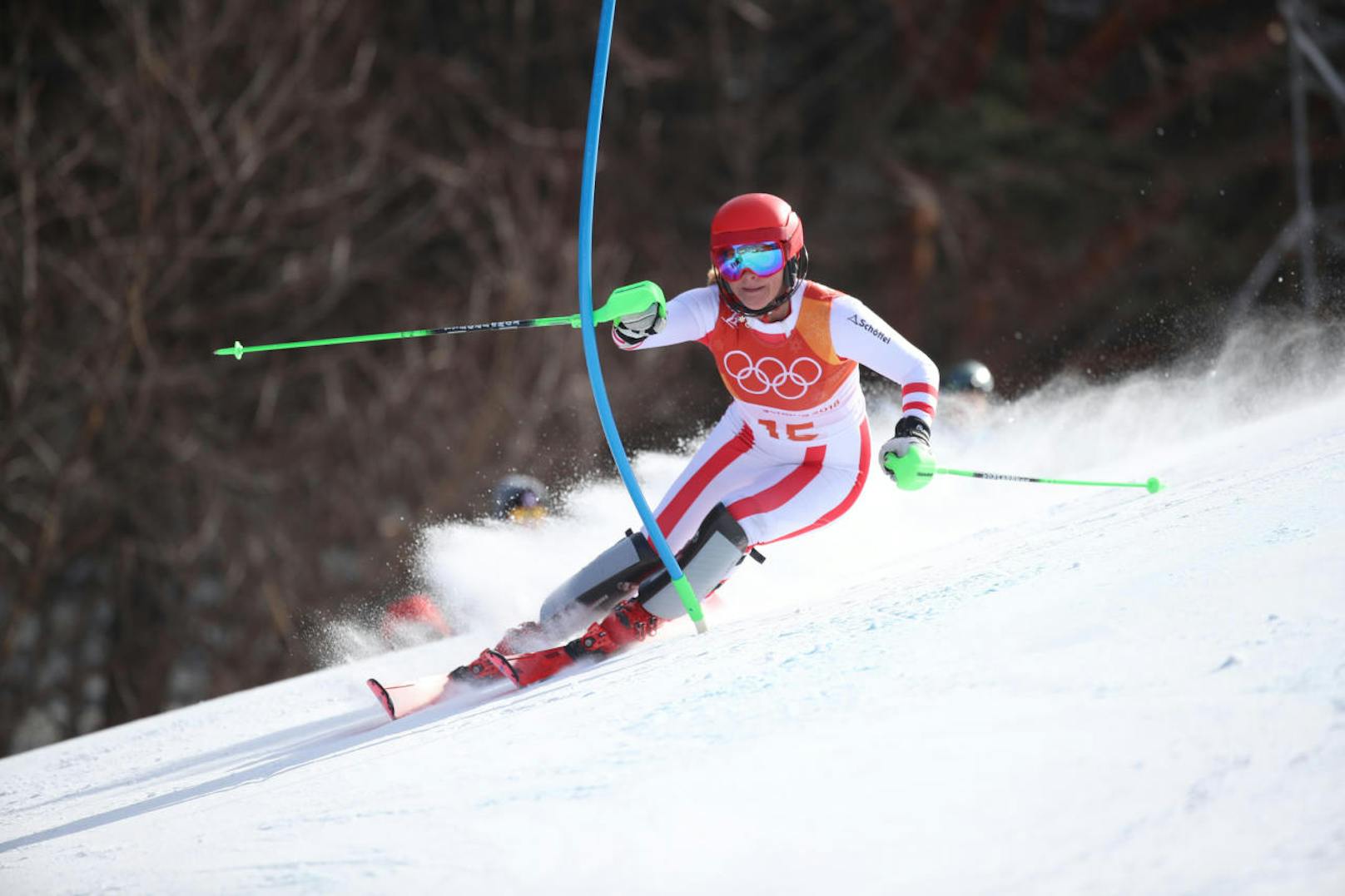 Die Niederösterreicherin Katharina Gallhuber fuhr im Damen-Slalom sensationell auf Rang drei. 