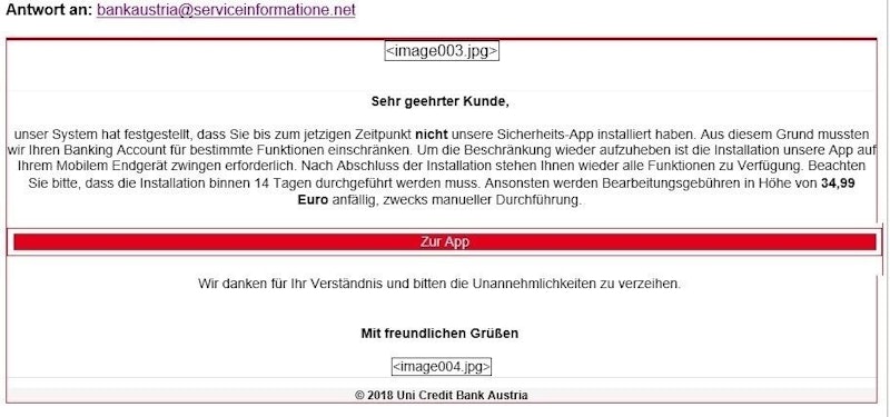 Achtung! Mit dem Betreff "Kundeninformation" werden derzeit betrügerische Phishing-Mails versandt.