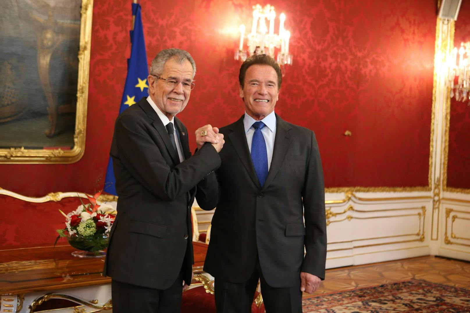 Bundespräsident Alexander Van der Bellen empfängt am 24. Jänner 2018 Arnold Schwarzenegger in der Wiener Hofburg. 