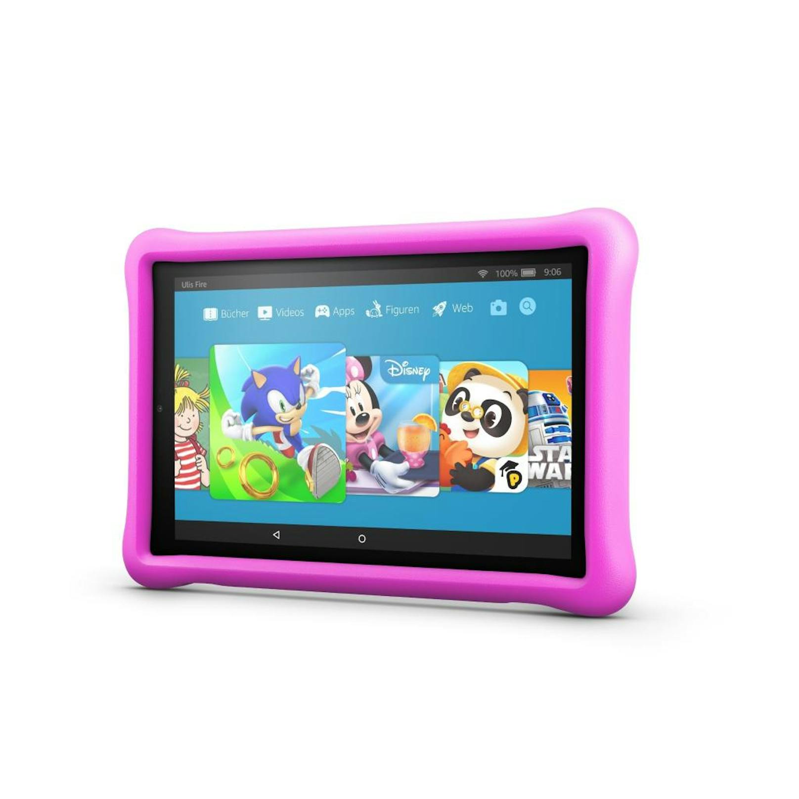 Die Fire HD 10 Kids Edition basiert auf dem herkömmlichen Fire HD 10 Tablet (10,1-Zoll 1080p Full HD Display, 32 GB interner erweiterbarer Speicher, bis zu 10 Stunden Akku-Laufzeit).