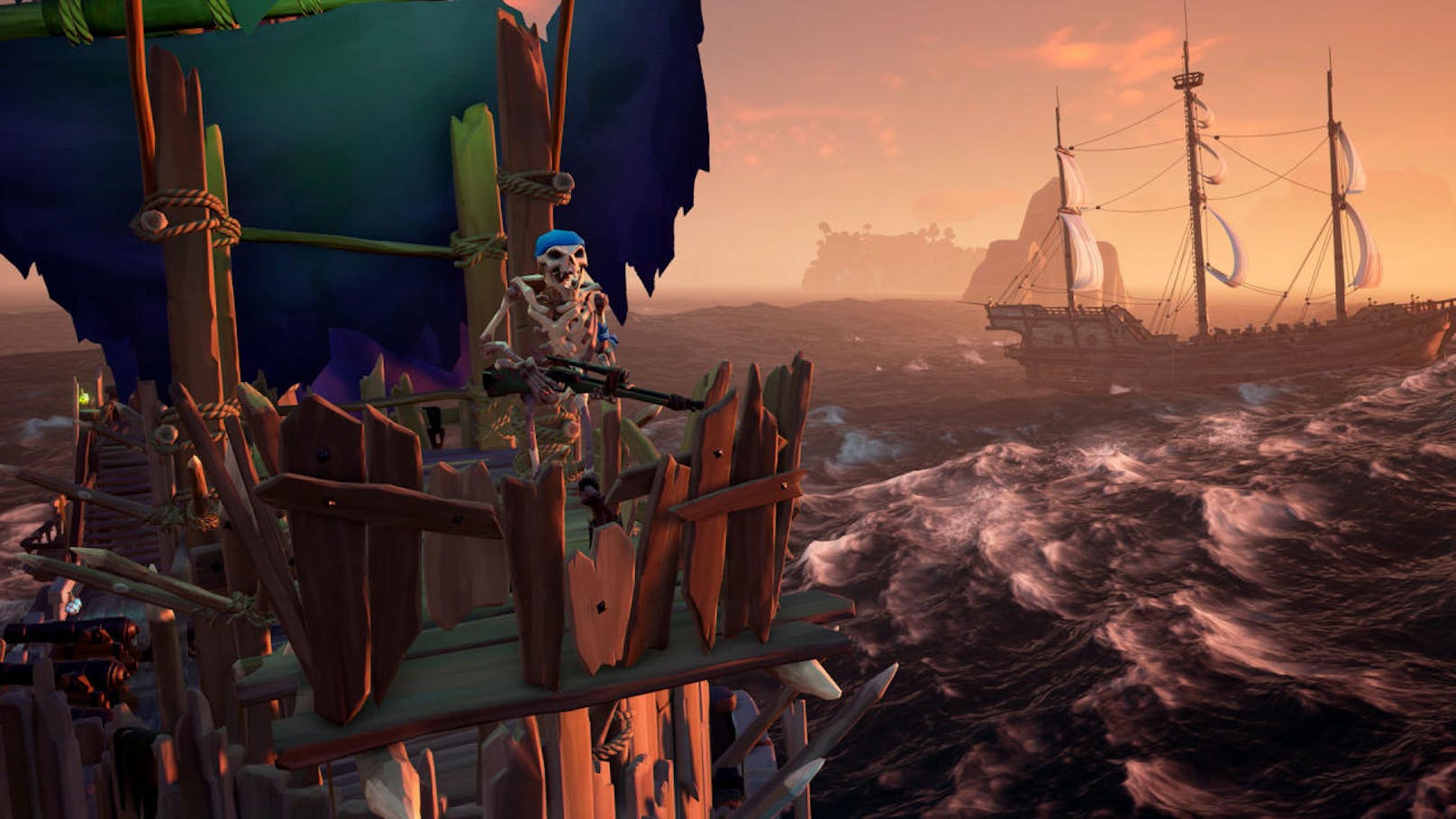 Ab sofort ist die zweite große Content-Erweiterung Cursed Sails für Sea of Thieves auf Xbox One und Windows 10 verfügbar. Furchterregende Skelettschiffe, die Brigantine - das neue Schiff für drei Spieler - und ein frisches Allianzen-System stehen bereit. Alle neuen Inhalte lernt man über die dreiwöchige Kampagne kennen, die wöchentlich neue Ziele und Belohnungen beinhaltet. Die Cursed Sails-Kampagne und das Content-Update sind für alle Sea of Thieves-Spieler kostenlos verfügbar. Alle Features stehen auch nach der zeitlich begrenzten Kampagne bereit.