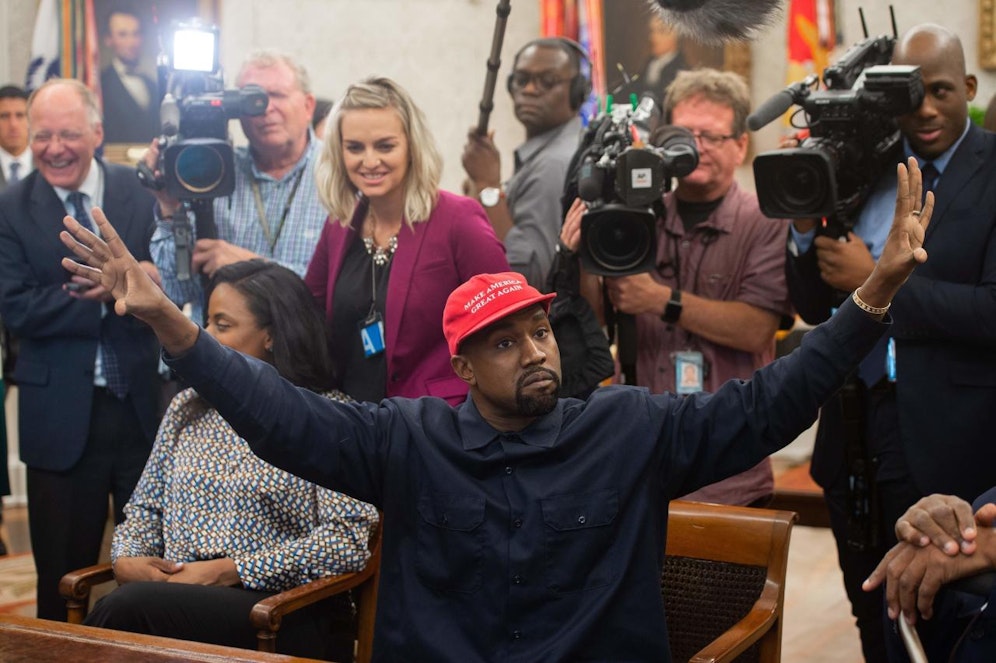 US-Rapper <strong>Kanye West</strong>, 2018 noch zu Gast bei Präsident Donald Trump, will 2020 wieder einmal für das höchste Amt im Staat kandidieren.