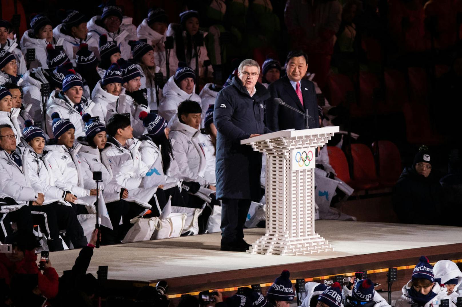 IOC-Präsident Thomas Bach hält seine Ansprache. 