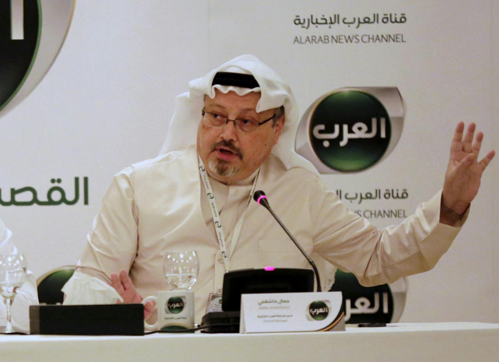 Saudi-Arabien hat am 19. Oktober den Tod des seit Wochen verschwundenen Journalisten Jamal Khashoggi bestätigt. Im Bild: Khashoggi während einer Konferenz in Manama, Bahrein im Februar 2015.