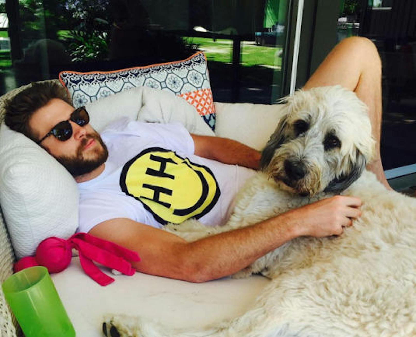Liam Hemsworth mit Mileys zweiter Liebe, ihrem Hund Dora
