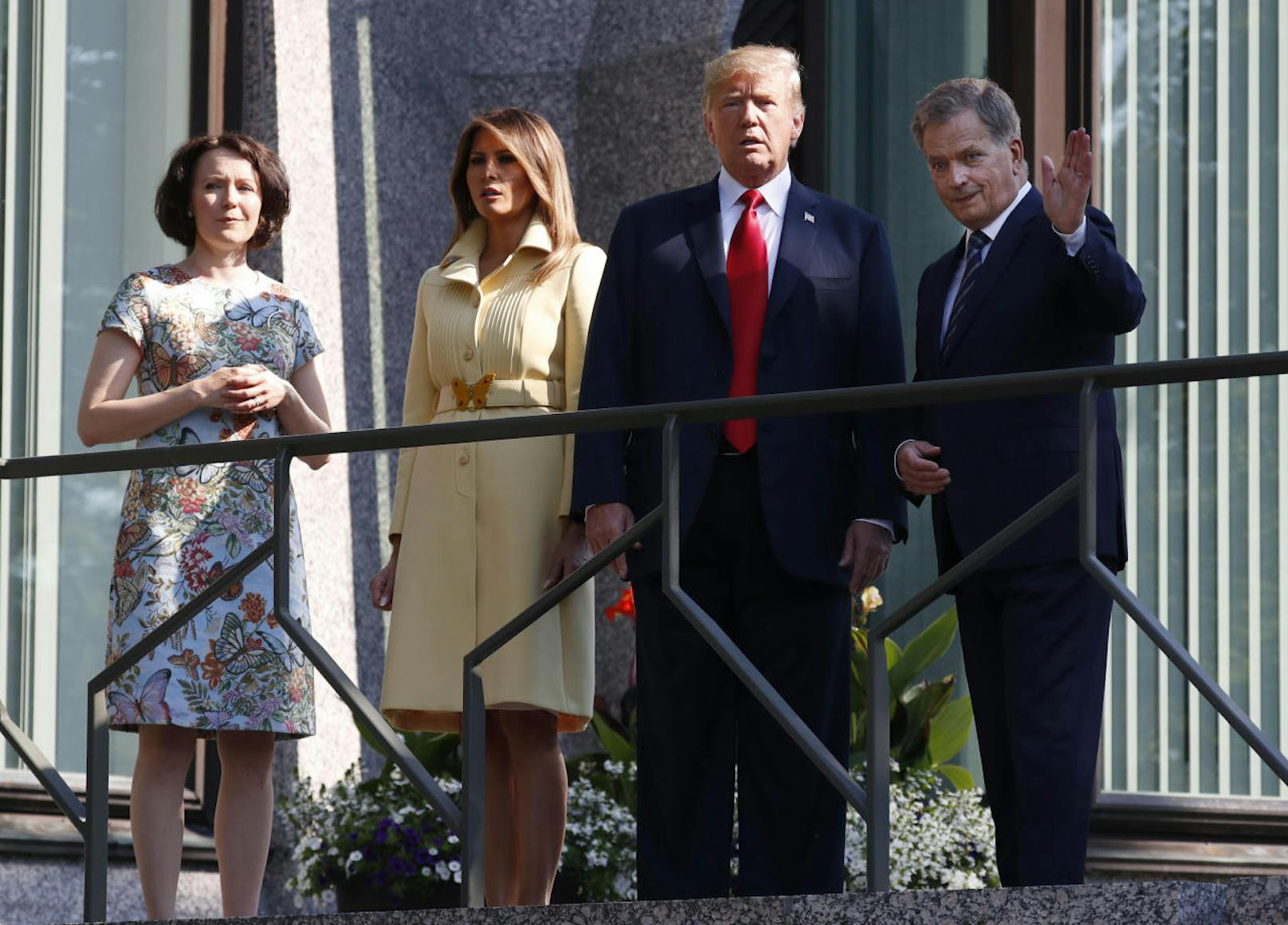 Jenni Haukio, Melania Trump, Donald Trump und Sauli Niinisto