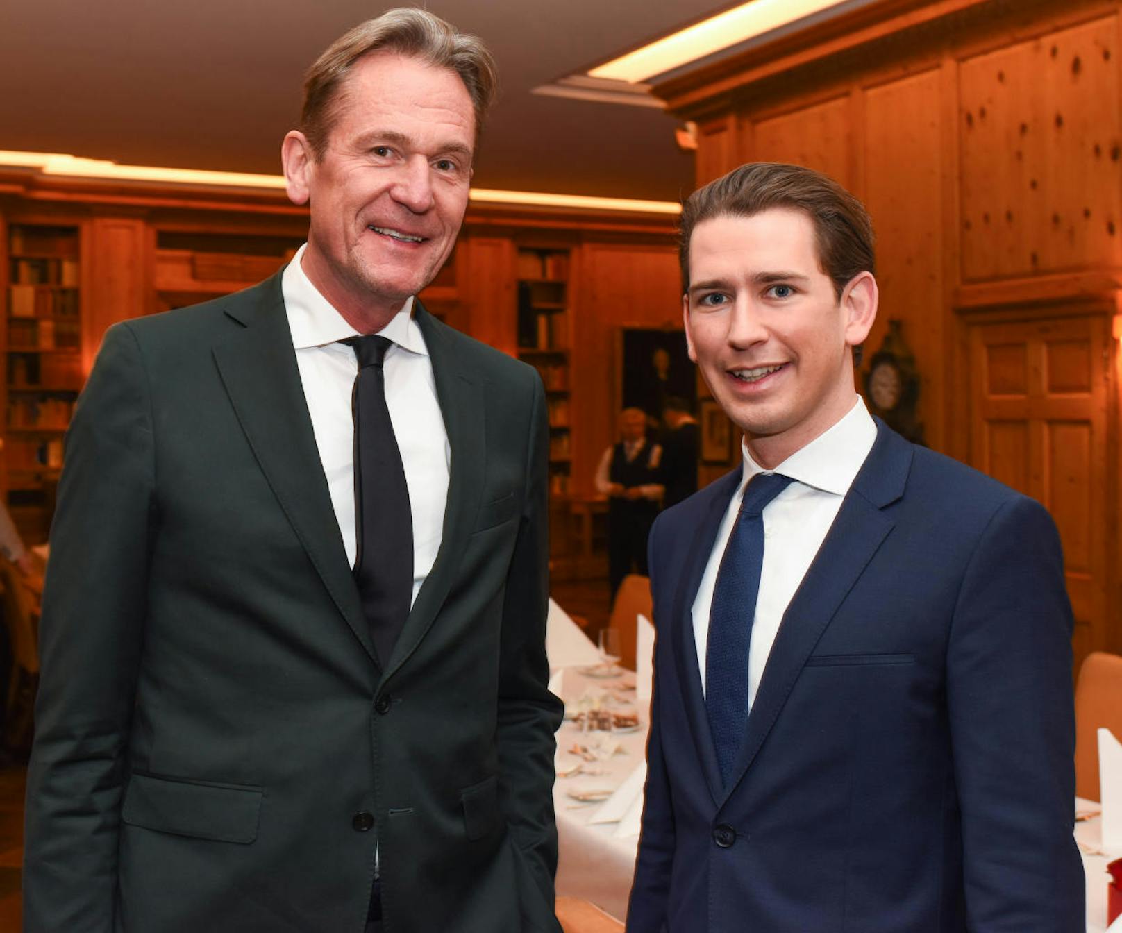 Österreichs Bundeskanzler Sebastian Kurz mit Axel Springer Chef Mathias Döpfner. Foto: Daniel Biskup