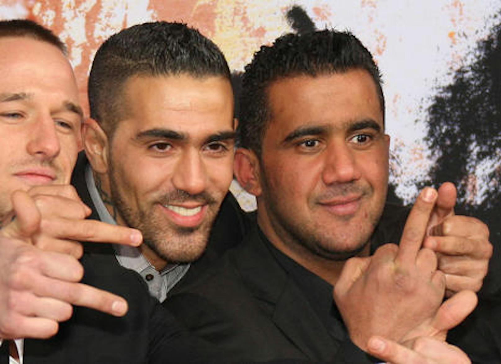 Anis Mohamed Youssef Ferchini alias Bushido mit Arafat Abou-Chaker (ganz links: Nyze)