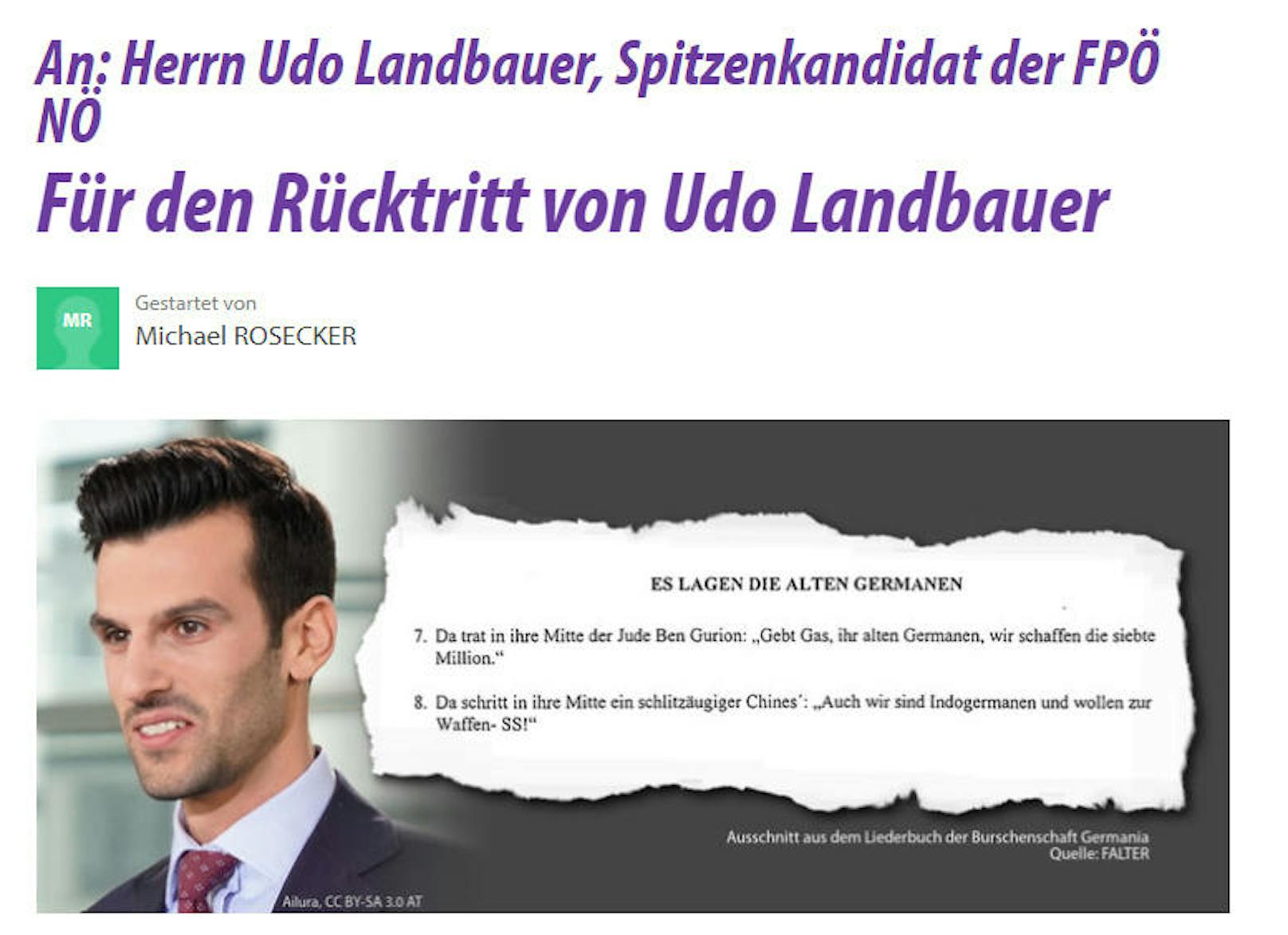 Im Internet hat SPÖ-Politiker Michael Rosecker jetzt eine Petition für seinen Rücktritt gestartet.