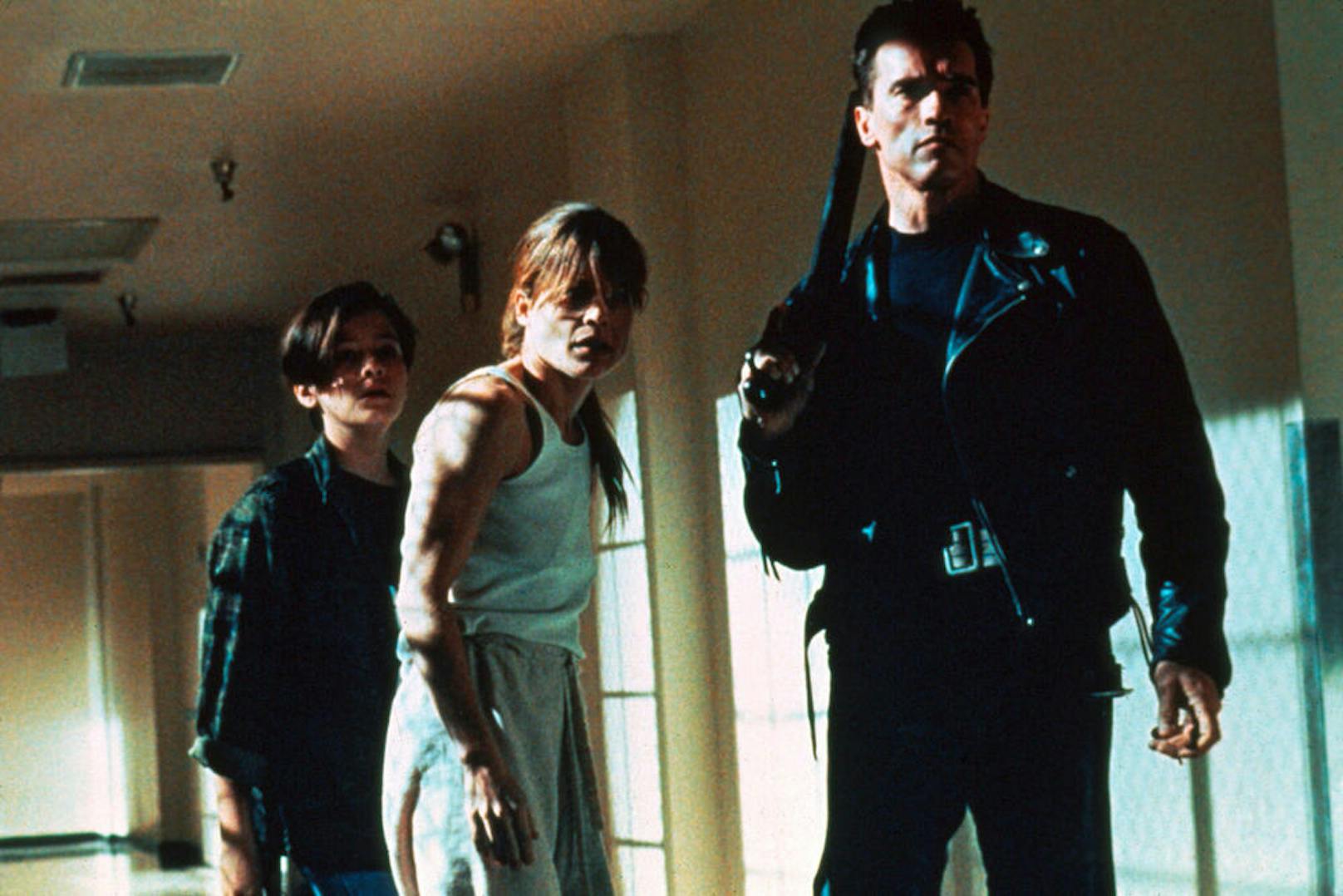 Von links: Edward Furlong, Linda Hamilton und Arnold Schwarzenegger in "Terminator 2"