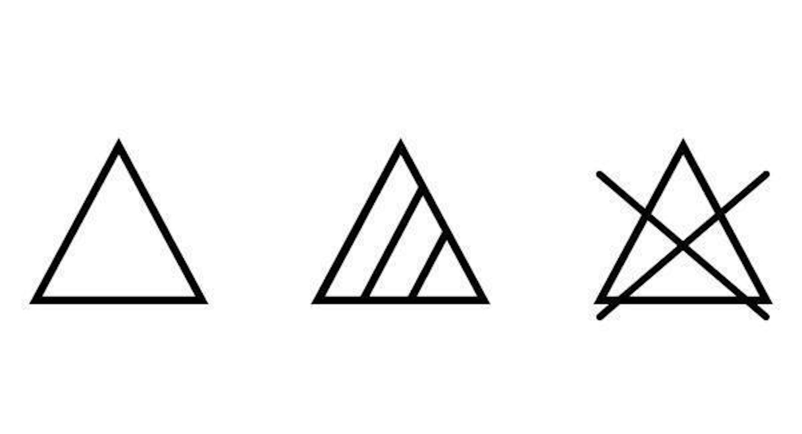 Die Dreiecke stehen für "Bleichen". Kleider mit leeren Dreiecken dürfen gebleicht werden, solche mit Querstreifen nur mit chlorfreien Bleichmitteln. Durchgestrichene natürlich gar nicht.