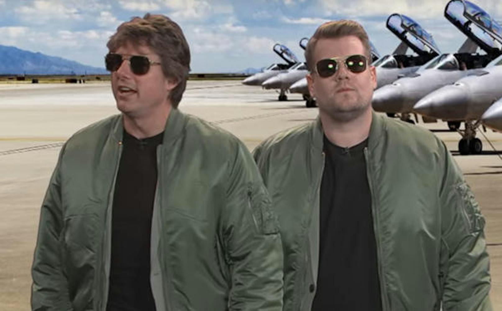 Tom Cruise und James Corden in "Top Gun"-Manier