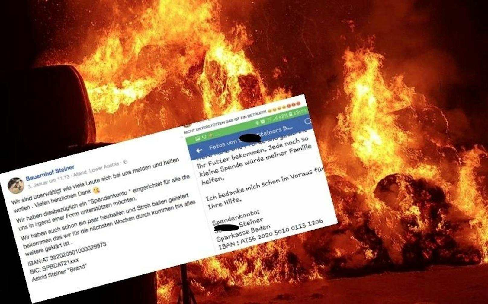 Brand auf Bauernhof: Falscher Spendenaufruf kursierte auf Facebook. 