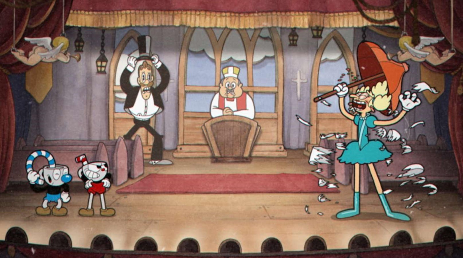 Auch grafisch ist das Game eher ungewöhnlich, zeigt sich im Cartoon-Gewand, das man aus der Feder von Walt Disney und Max Fleischer in den 30er-Jahren kennt. Ganz klar: Dieses Spiel hat nicht alle Tassen im Schrank.