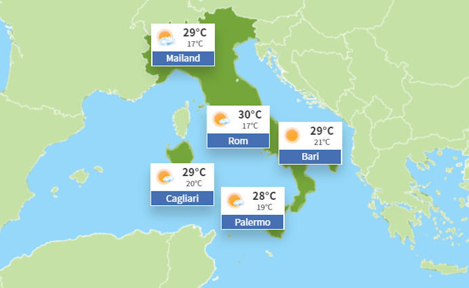 Wetter aktuell in Italien.