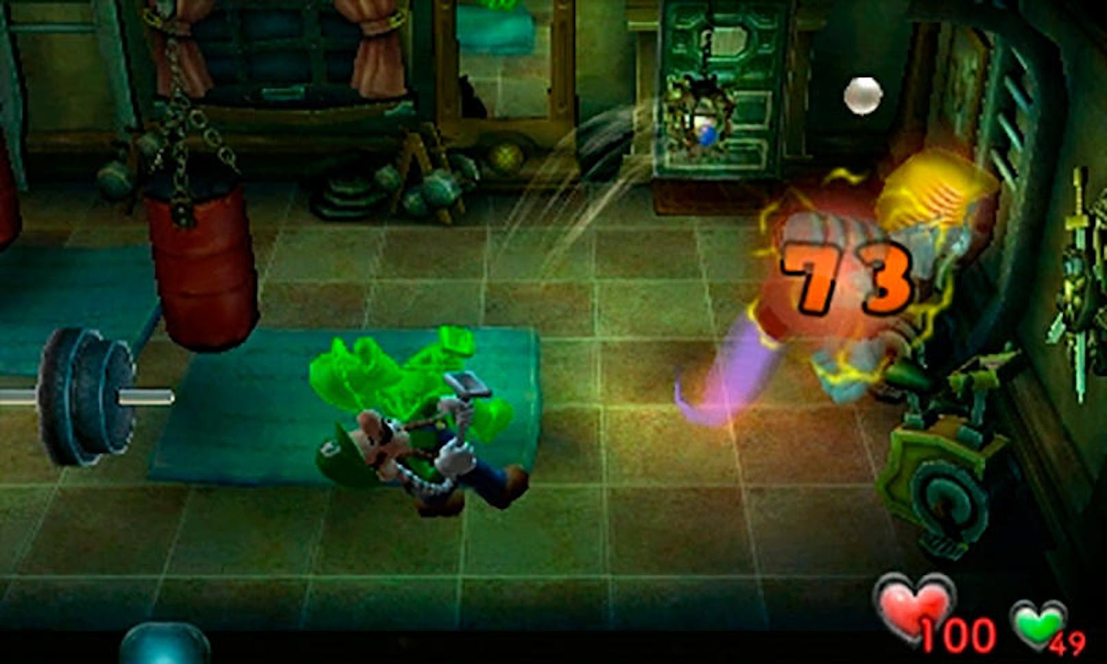 Zwischendurch kann man immer wieder in besagtes Labor reisen, um von dort aus den Trainingsraum zu betreten oder den neuen Koop-Modus zu starten. In diesem übernimmt der zweite Spieler eine grüne Glibber-Version von Luigi. Wenn beide Geisterjäger das Spiel besitzen, kann die gesamte Story zusammen durchgespielt werden.