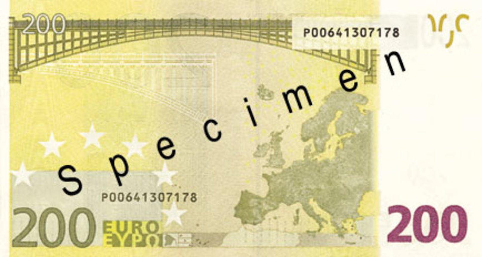 Auf der Rückseite der Banknote sieht man eine Eisenbahnbrücke, wie sie in dieser Form zu Beginn des 20. Jahrhunderts überall in Europa gebaut wurde.