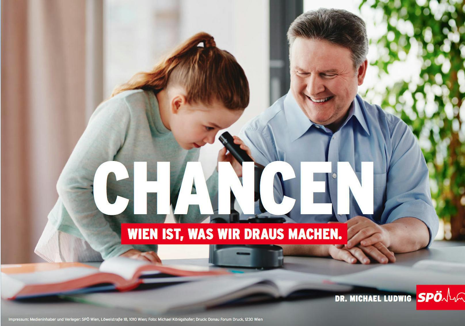 Ab 3. Mai hängen rund 1.000 Plakate der neuen Kampagne der SPÖ Wien. Das Motto: "Wien ist, was wir draus machen." Eines der Schwerpunkt-Themen: "Chancen". Hintergrund: Jeder Mensch soll in dieser Stadt die selben Chancen haben.