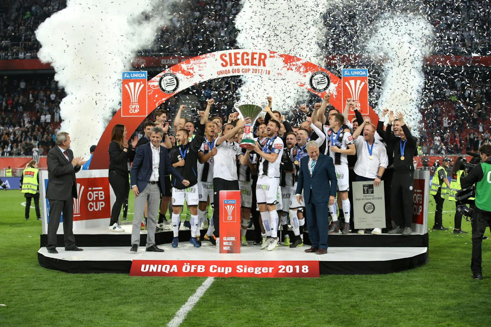 Sturm Graz bejubelt den Cupsieg 2018. 