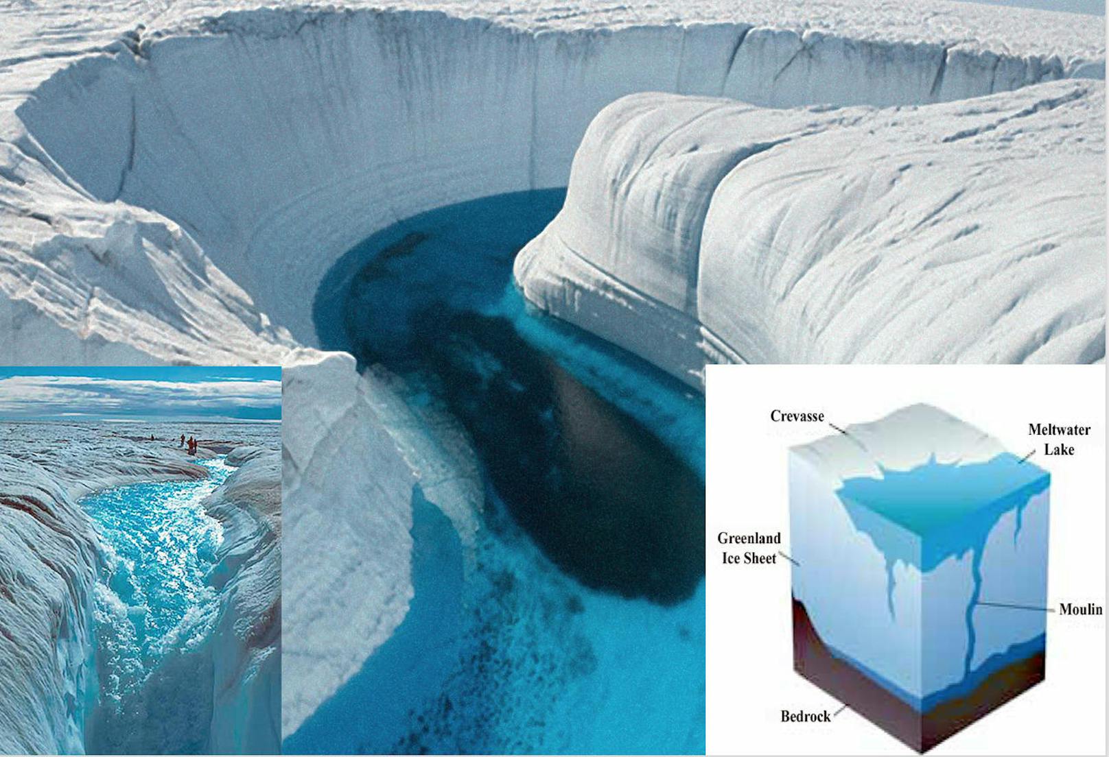 Alarmierend: Die US-Forscher entdecken in Grönland große Reservoirs und Flüsse aus Schmelzwasser.