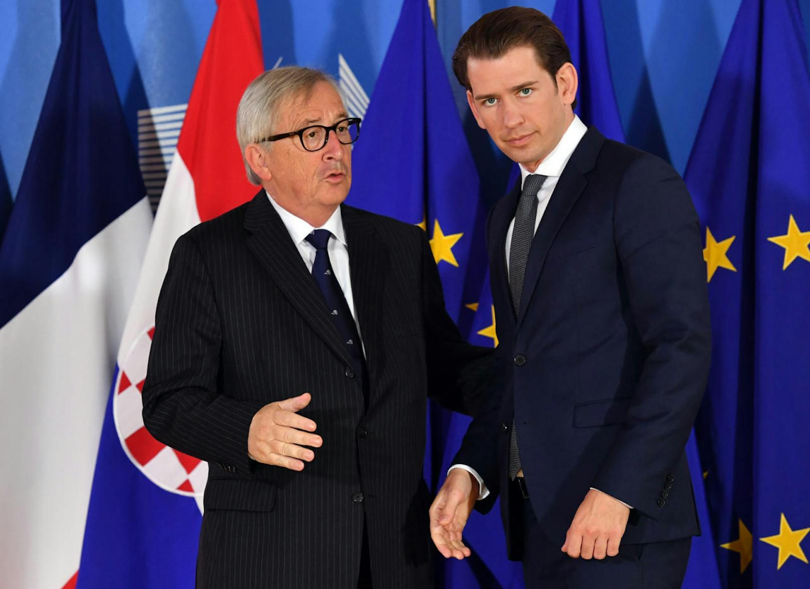 EU-Kommissionspräsident <b>Jean-Claude Juncker</b> und Bundeskanzler <b>Sebastian Kurz</b>.