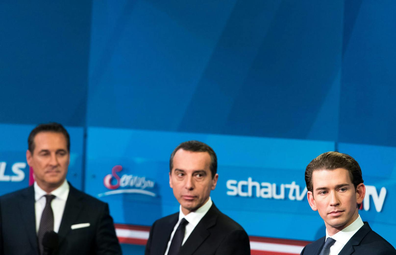 Die Spitzenkandidaten der Nationalratswahl 2017: Heinz-Christian Strache (FPÖ), Christian Kern (SPÖ) und Sebastian Kurz (ÖVP).