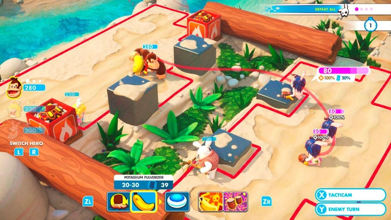 Die Erweiterung setzt nach dem ersten Kapitel des Hauptspiels an: Rabbid Peach und Beep-O werden in eine neue Dimension geschleudert, in der sie schnell auf Donkey Kong und Rabbid Cranky treffen - und abermals gegen viele verrückte Rabbids antreten müssen.