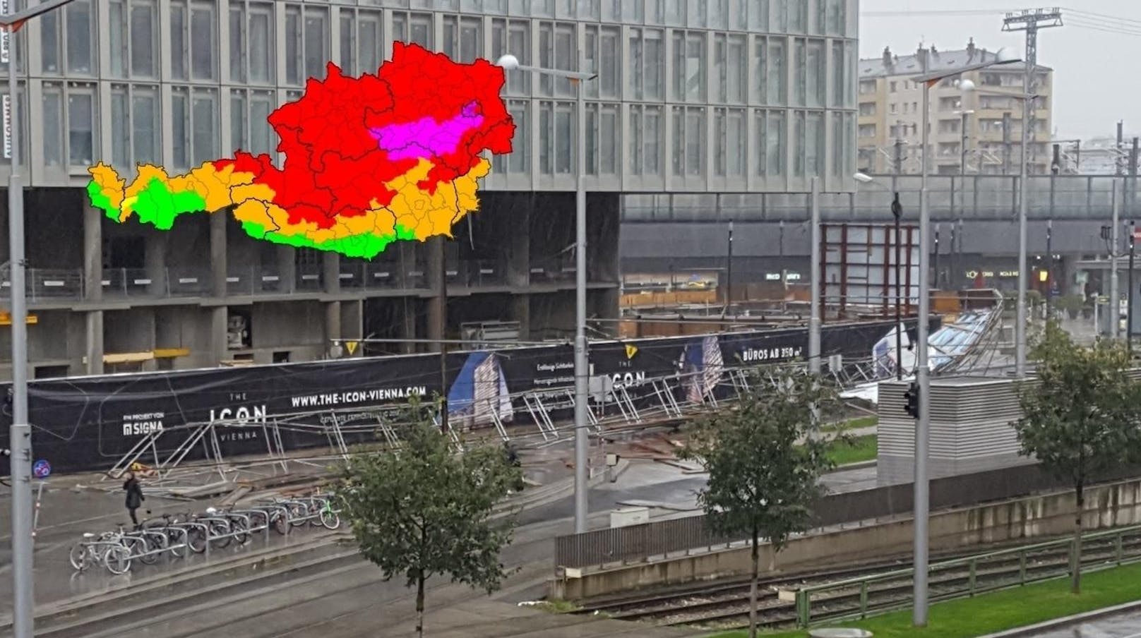 Am Hauptbahnhof in Wien sind bereits Bauteile abgestürzt. 
