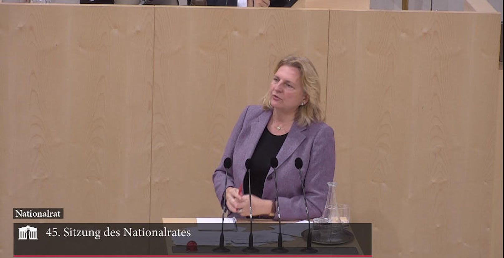 Karin Kneissl bei der 45. Nationalratssitzung am 25. Oktober.