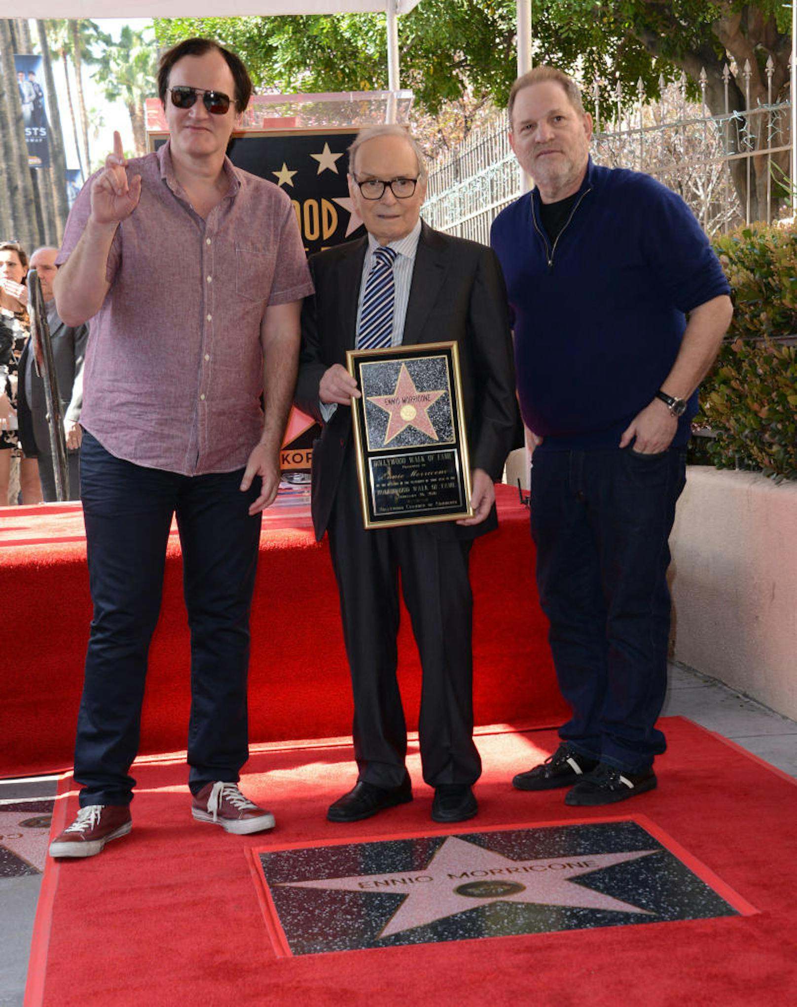 Harvey Weinstein mit Ennio Morricone und Quentin Tarantino