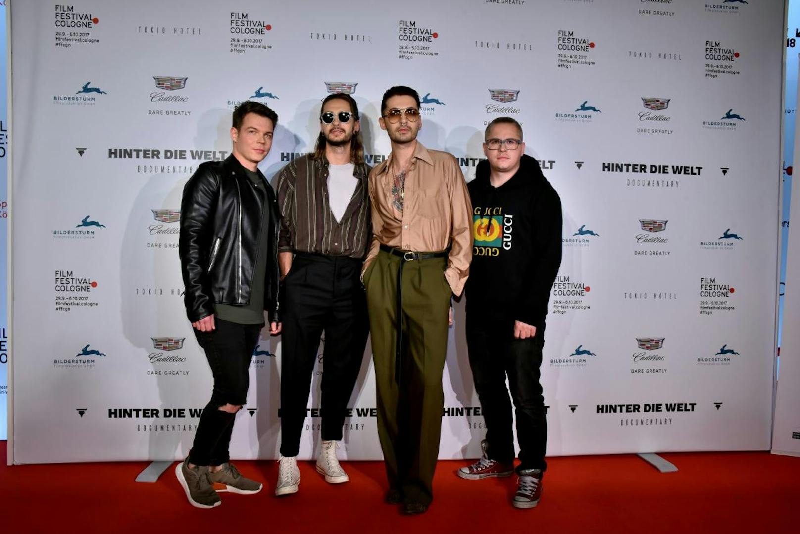 Georg Listing, Tom Kaulitz, Bill Kaulitz und Gustav Schäfer sind Tokio Hotel - am 5. Oktober 2017 in Köln beim Screening des Films "Tokio Hotel - Hinter die Welt". 
